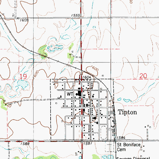 Topographic Map of Tipton, KS