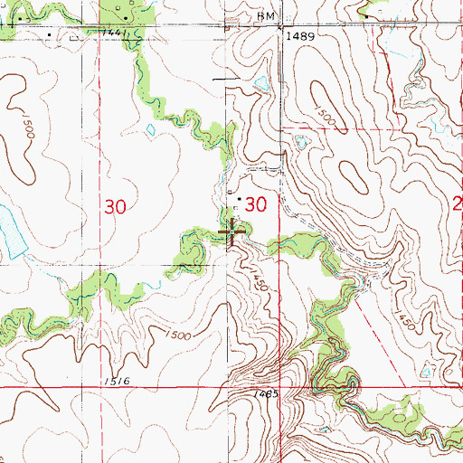 Topographic Map of Antelope Creek, KS