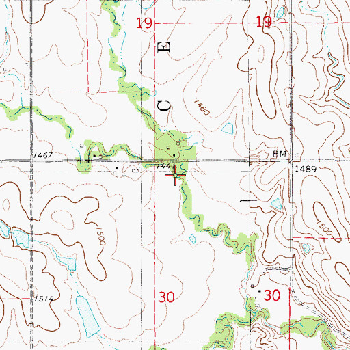Topographic Map of Cole Creek, KS