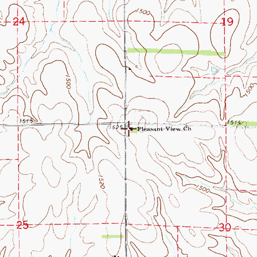 Topographic Map of Pleasant View United Methodist Church, KS