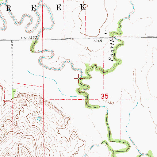 Topographic Map of Fourth Creek, KS