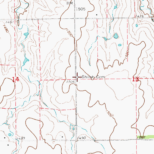 Topographic Map of Shiloh Cemetery, KS