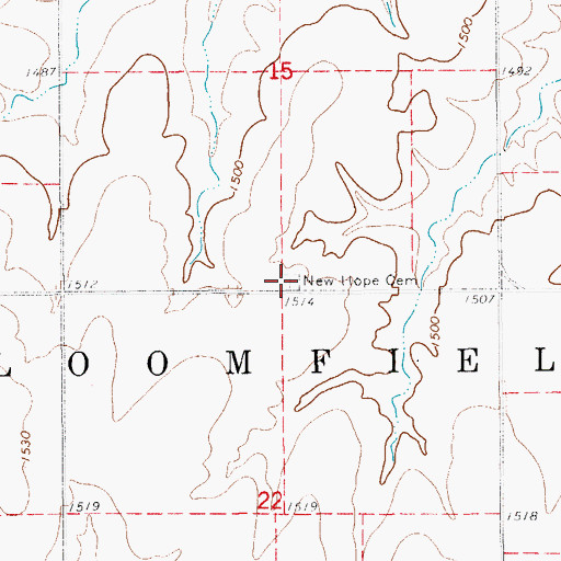 Topographic Map of New Hope Cemetery, KS