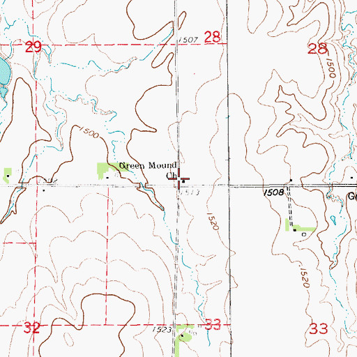 Topographic Map of Green Mound Church, KS