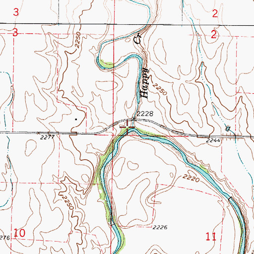Topographic Map of Happy Creek, KS