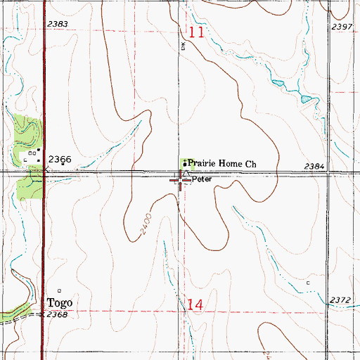 Topographic Map of Prairie Home Cemetery, KS