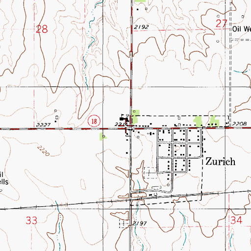 Topographic Map of Zurich, KS