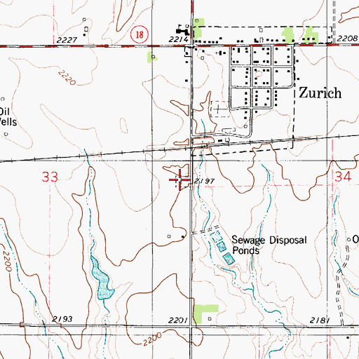 Topographic Map of Zurich Cemetery, KS