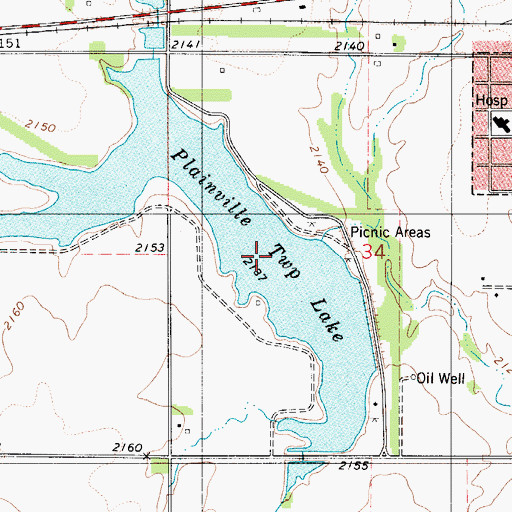 Topographic Map of Plainville Township Lake, KS
