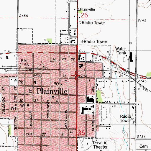 Topographic Map of Plainville, KS
