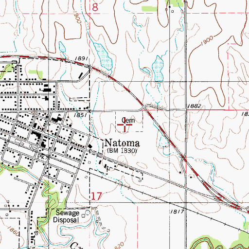 Topographic Map of Natoma Cemetery, KS
