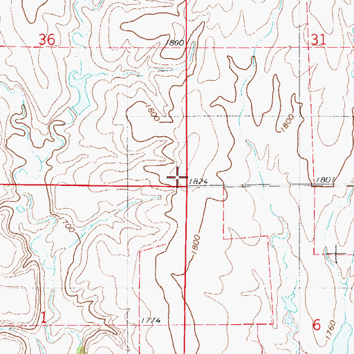 Topographic Map of Township of Paradise, KS