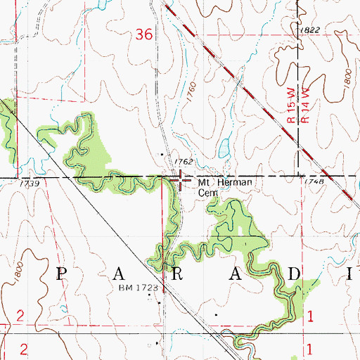 Topographic Map of Mount Herman Cemetery, KS