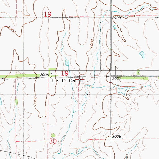 Topographic Map of IXL Cemetery, KS