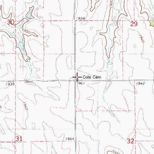 Topographic Map of Cole Cemetery, KS