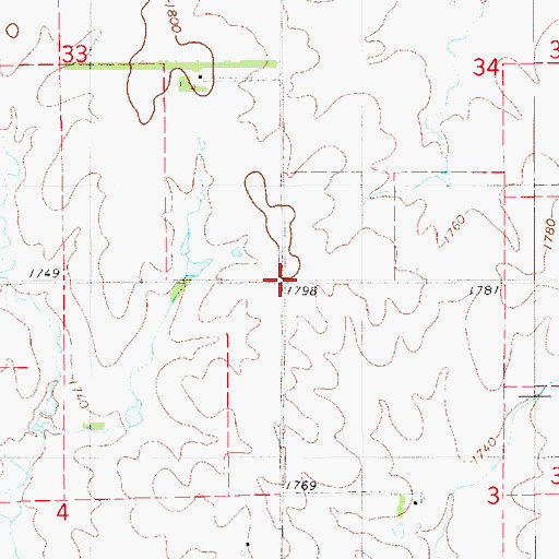 Topographic Map of Township of Waldo, KS