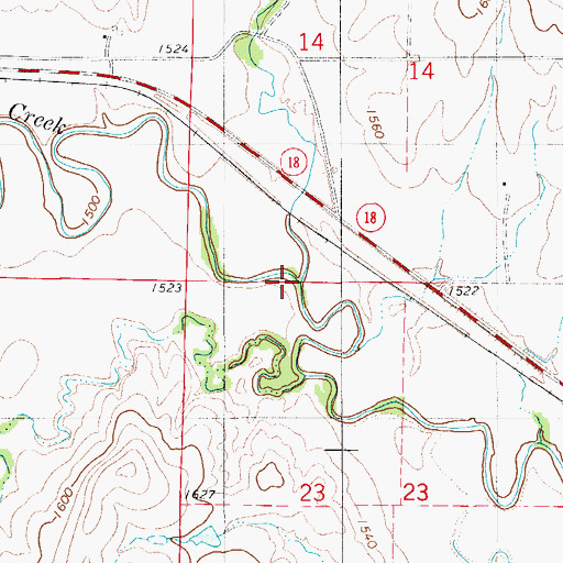 Topographic Map of Fourmile Creek, KS