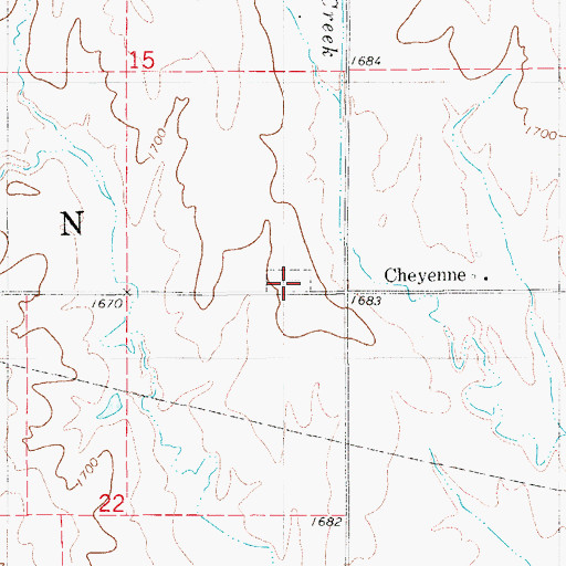 Topographic Map of Cheyenne Cemetery, KS