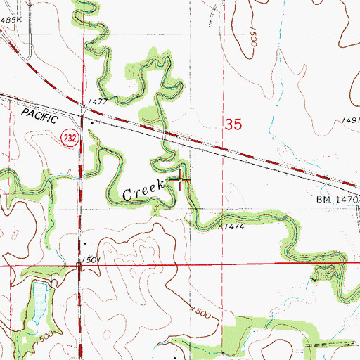 Topographic Map of East Fork Wolf Creek, KS