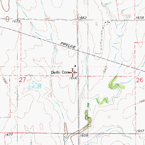 Topographic Map of Delhi Cemetery, KS