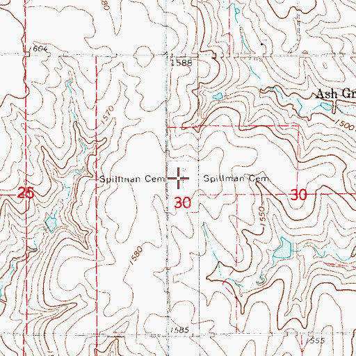 Topographic Map of Spillman Cemetery, KS