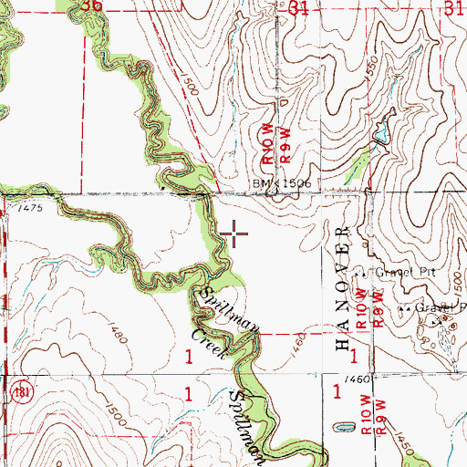Topographic Map of North Branch Spillman Creek, KS