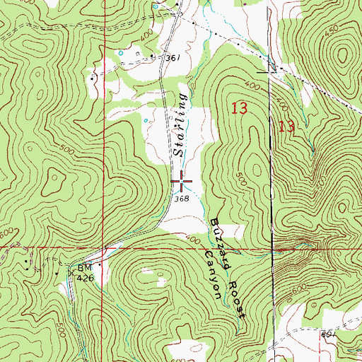 Topographic Map of Buzzard Roost Canyon, AR