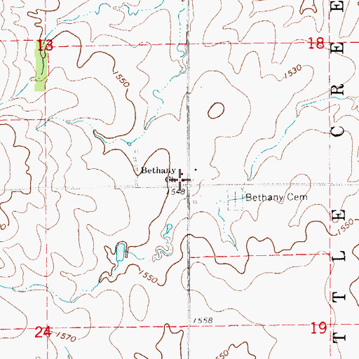 Topographic Map of Bethany Baptist Church, KS