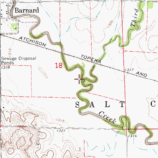 Topographic Map of Third Creek, KS