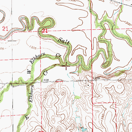 Topographic Map of West Elkhorn Creek, KS