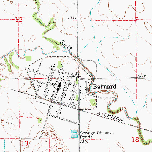 Topographic Map of Barnard, KS