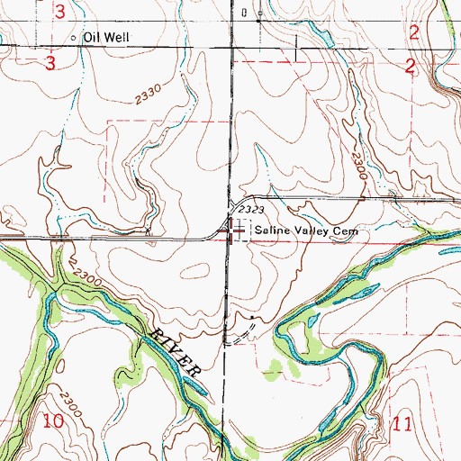 Topographic Map of Saline Valley Cemetery, KS