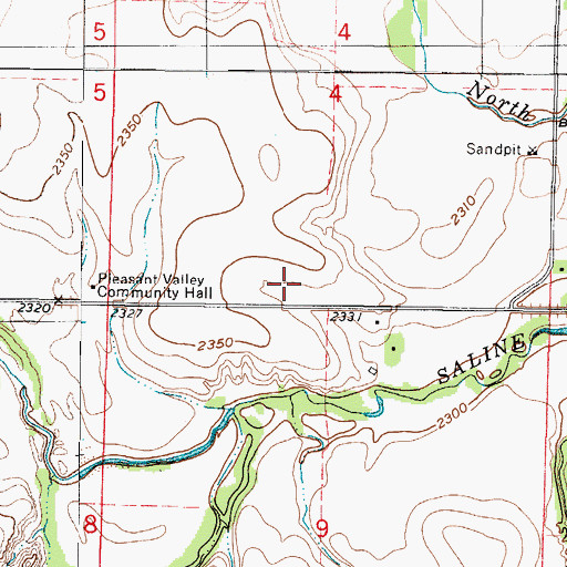 Topographic Map of Pleasant Valley Community Hall, KS