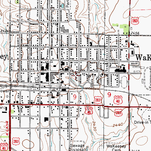 Topographic Map of WaKeeney, KS