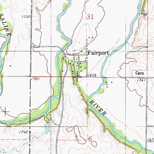 Topographic Map of Fairport, KS