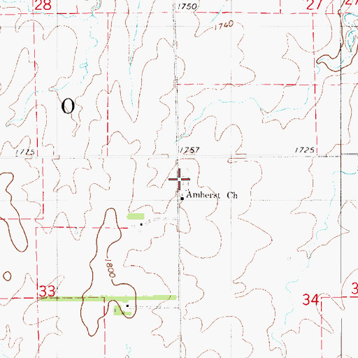 Topographic Map of Amherst Cemetery, KS