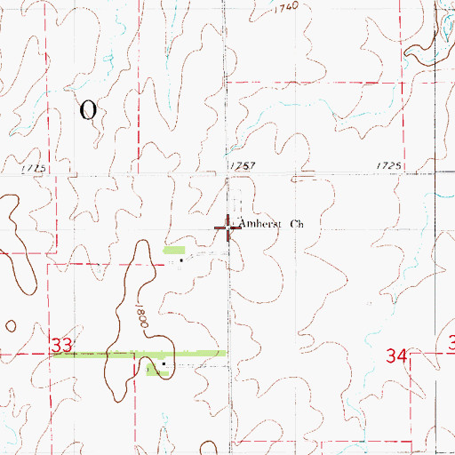Topographic Map of Amherst United Methodist Church, KS