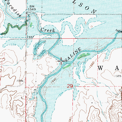 Topographic Map of Paradise Creek, KS