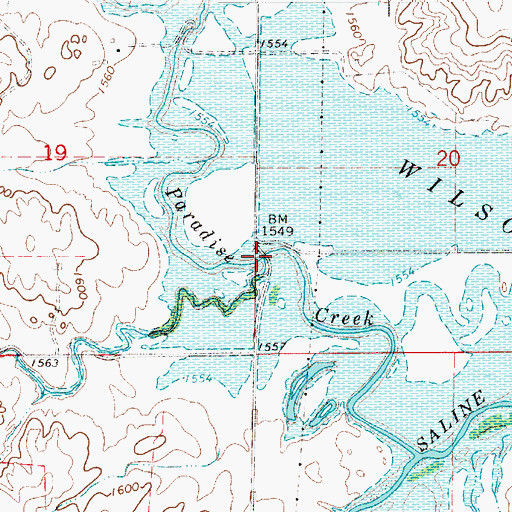 Topographic Map of Boswell Creek, KS