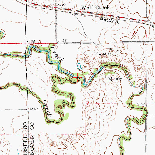 Topographic Map of Blue Stem Creek, KS