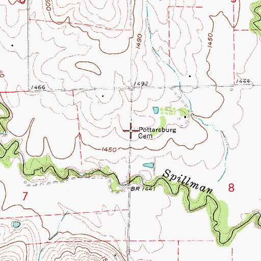 Topographic Map of Pottersburg Cemetery, KS