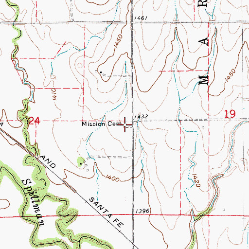 Topographic Map of Mission Cemetery, KS