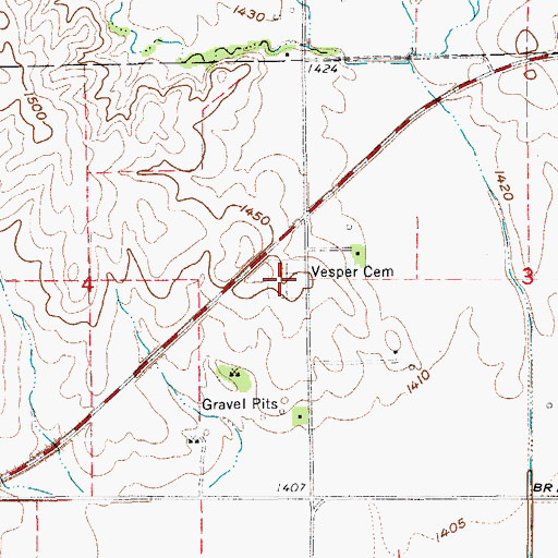 Topographic Map of Vesper Cemetery, KS