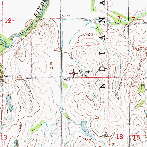 Topographic Map of Saint John Cemetery, KS