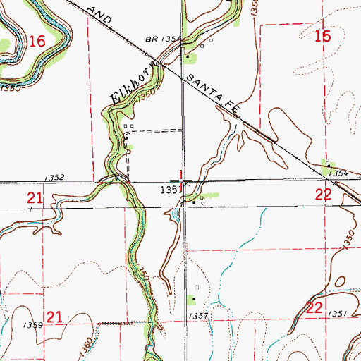 Topographic Map of Township of Elkhorn, KS