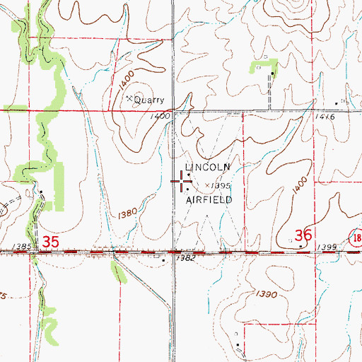 Topographic Map of Lincoln Municipal Airport, KS
