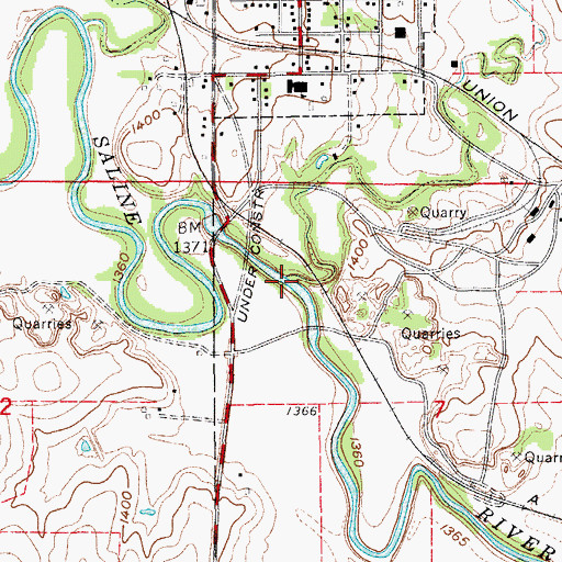 Topographic Map of Yauger Creek, KS