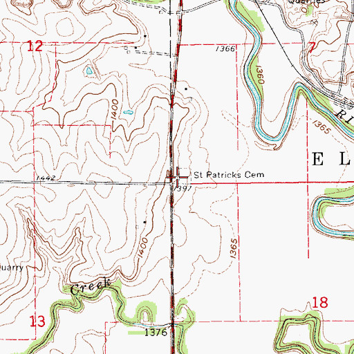 Topographic Map of Saint Patrick's Cemetery, KS