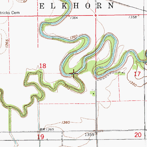Topographic Map of Bullfoot Creek, KS