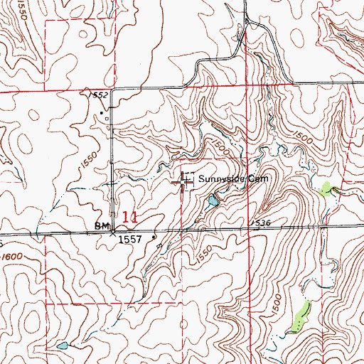 Topographic Map of Sunnyside Cemetery, KS
